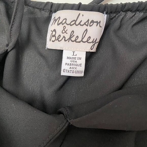 Madison & Berkeley Drape Crossover V-Neck Halter Cami Top Size Large Black - Picture 7 of 9